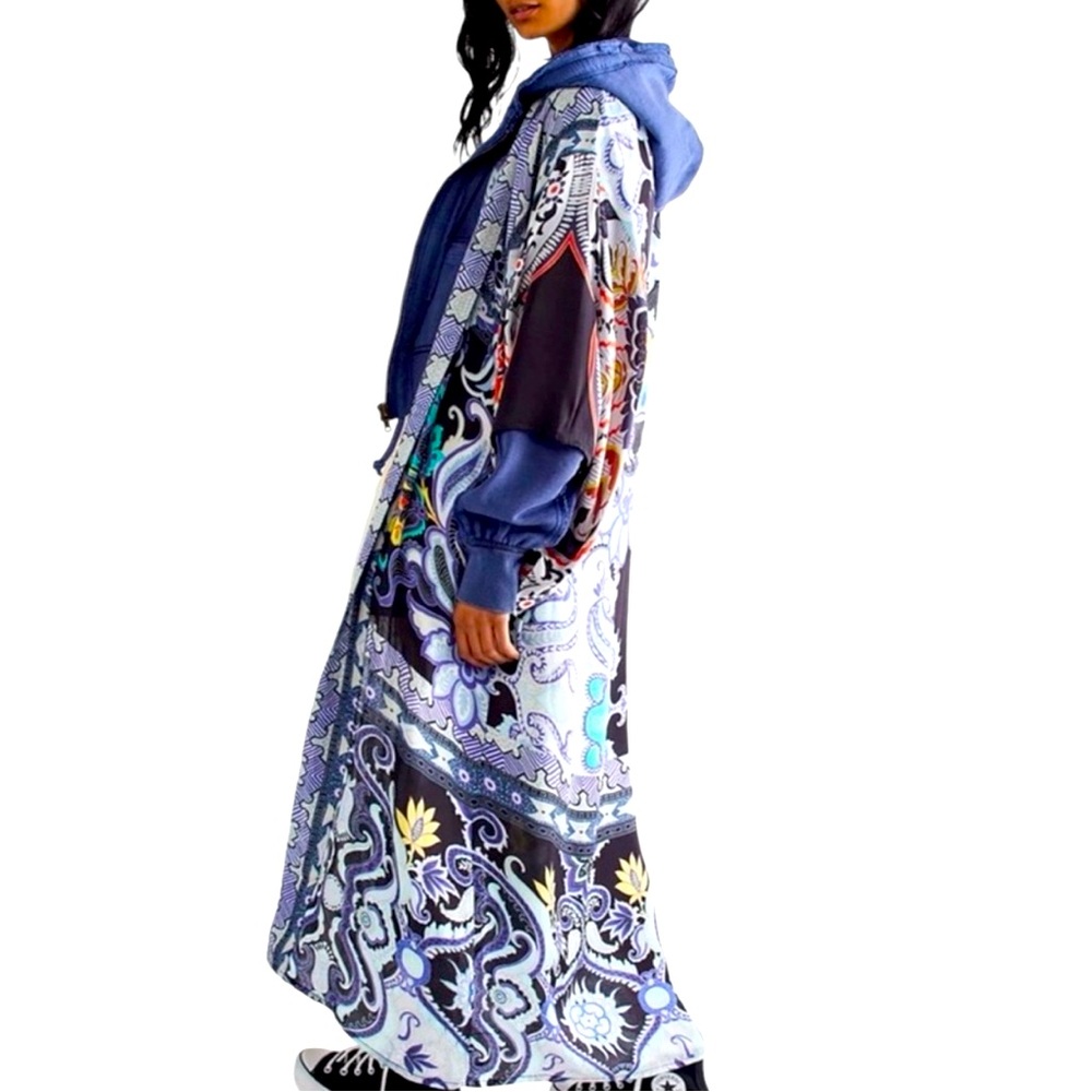 New Free People Bungalow OpenFront Long Floral Paisley Kimono